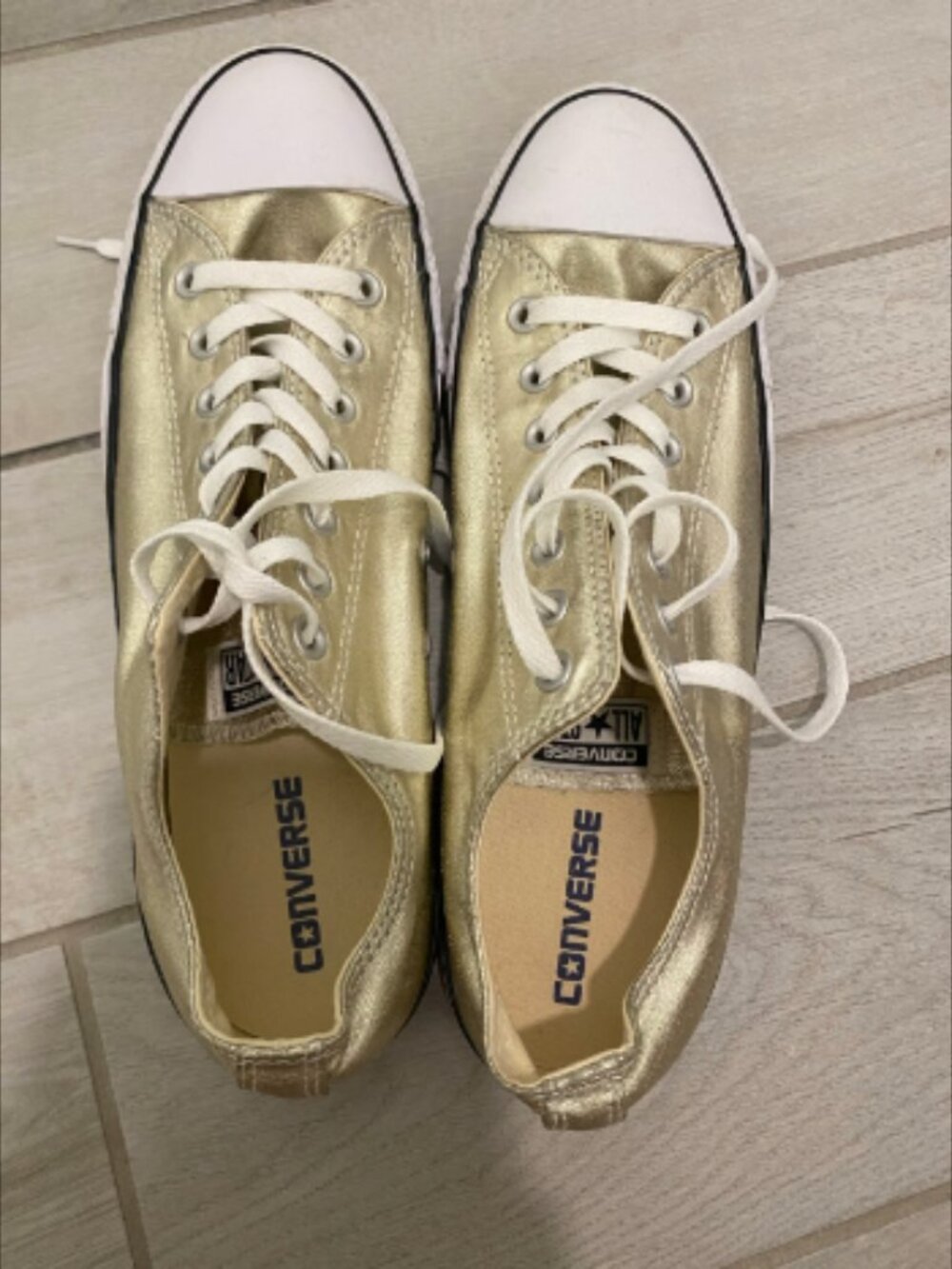 Metallic Shiny Gold Low Top Chuck Taylor All Stars Sneakers